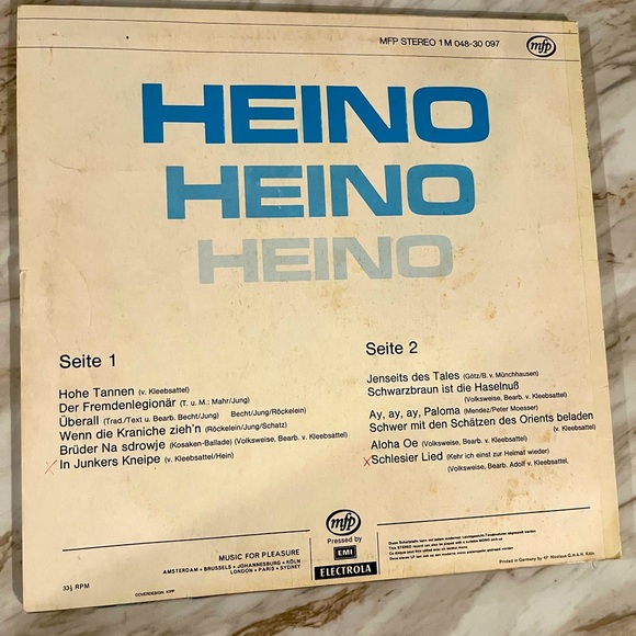 2 HEINO Vinyl MFP Germany Lp’s Music For Pleasure - Picture 5 of 9